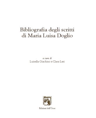 bibliografia degli scritti di Maria Luisa Doglio COVER 2