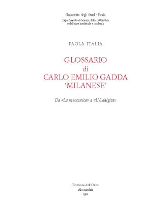 Glossario di Carlo Emilio Gadda ‘milanese’
