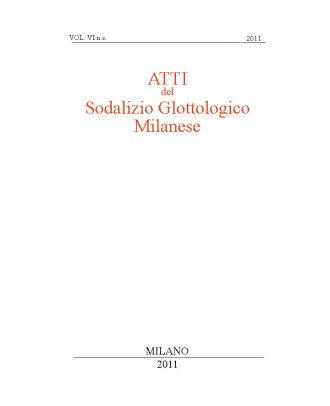 Atti del Sodalizio Glottologico Milanese - NS VI 2011