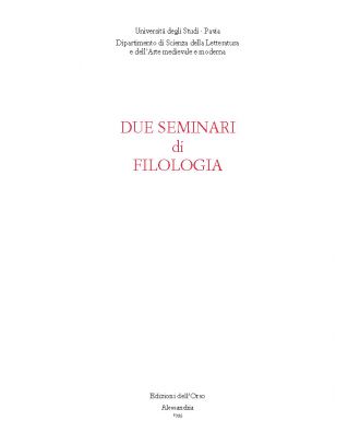 Due seminari di filologia