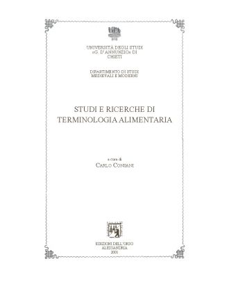 Studi e ricerche di terminologia alimentaria