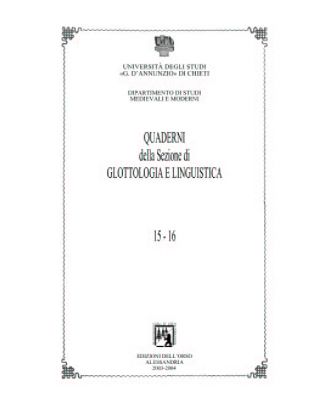 Quaderni della sezione di Glottologia 15-16