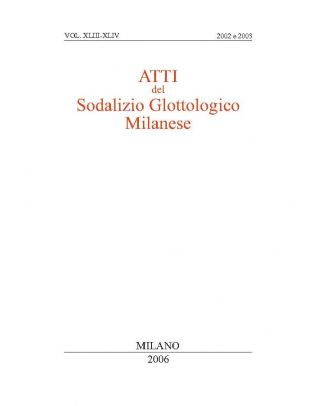 Atti del Sodalizio Glottologico Milanese - VS XLIII-XLI 2002-2003